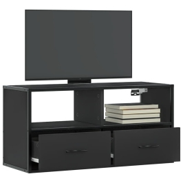 Mueble de TV metal y madera de ingeniería negro 80x31x39,5 cm