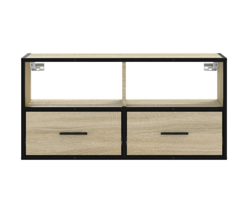 Mueble TV madera ingeniería y metal roble Sonoma 80x31x39,5 cm