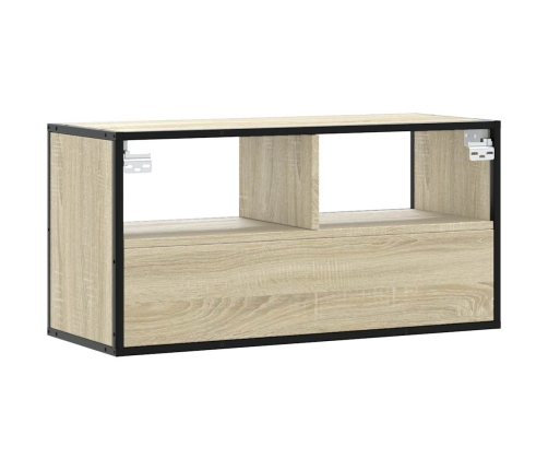 Mueble TV madera ingeniería y metal roble Sonoma 80x31x39,5 cm