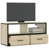 Mueble TV madera ingeniería y metal roble Sonoma 80x31x39,5 cm