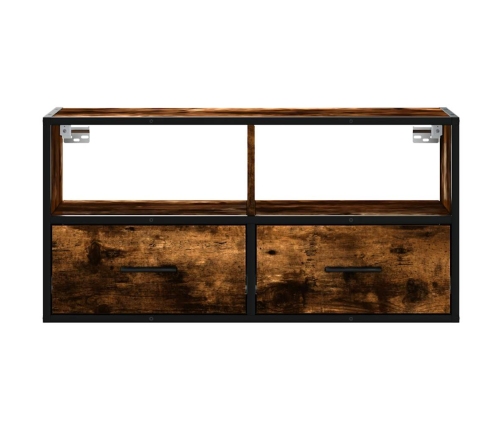 Mueble TV metal y madera contrachapada roble humo 80x31x39,5 cm