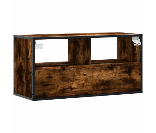 Mueble TV metal y madera contrachapada roble humo 80x31x39,5 cm