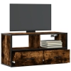 Mueble TV metal y madera contrachapada roble humo 80x31x39,5 cm