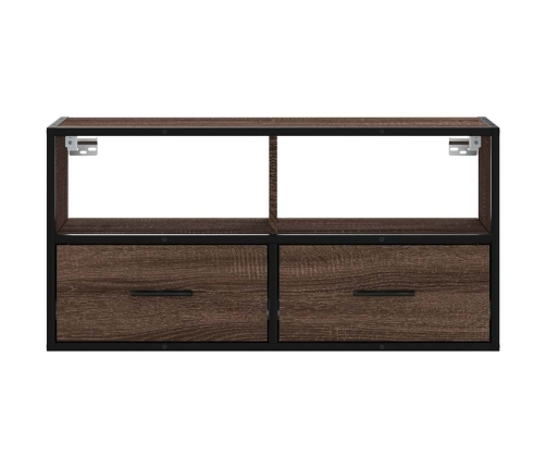 Mueble TV madera ingeniería y metal marrón roble 80x31x39,5 cm