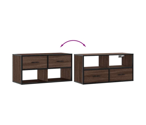 Mueble TV madera ingeniería y metal marrón roble 80x31x39,5 cm