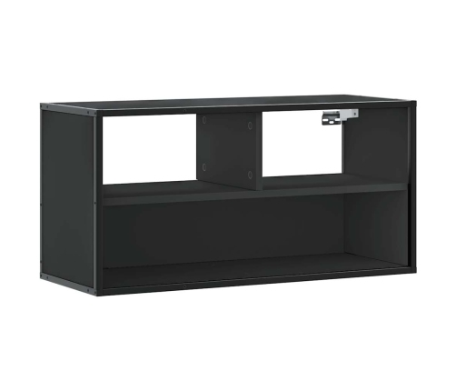 Mueble de TV metal y madera de ingeniería negro 80x31x39,5 cm