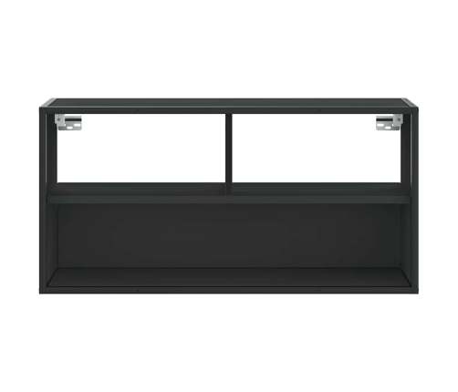 Mueble de TV metal y madera de ingeniería negro 80x31x39,5 cm