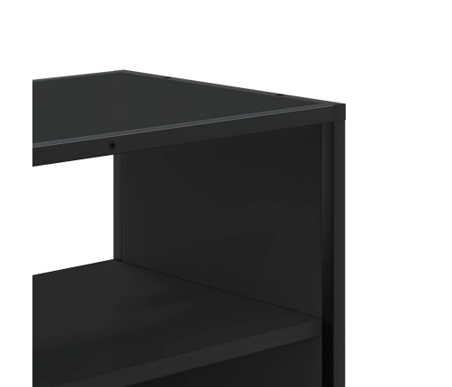 Mueble de TV metal y madera de ingeniería negro 80x31x39,5 cm