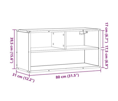 Mueble de TV metal y madera de ingeniería negro 80x31x39,5 cm