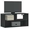 Mueble de TV metal y madera de ingeniería negro 80x31x39,5 cm