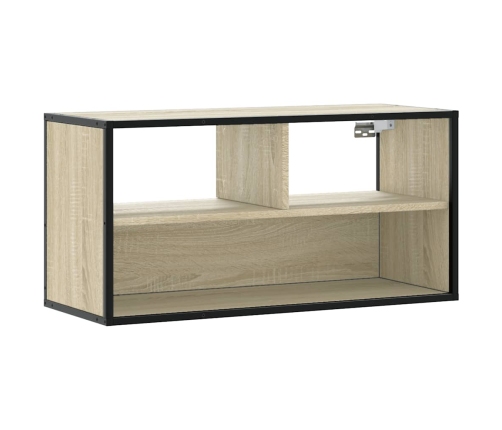 Mueble TV madera ingeniería y metal roble Sonoma 80x31x39,5 cm