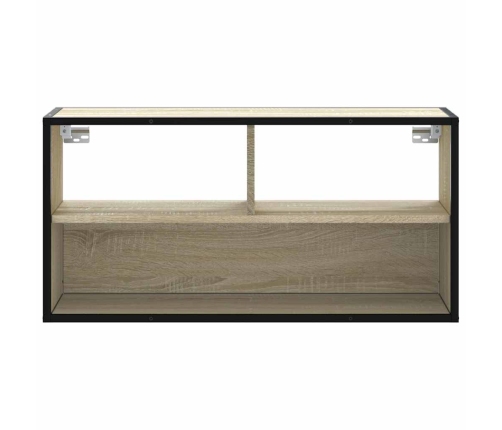 Mueble TV madera ingeniería y metal roble Sonoma 80x31x39,5 cm