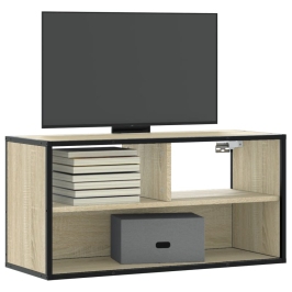 Mueble TV madera ingeniería y metal roble Sonoma 80x31x39,5 cm