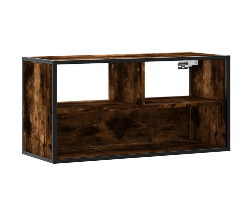 Mueble TV metal y madera contrachapada roble humo 80x31x39,5 cm