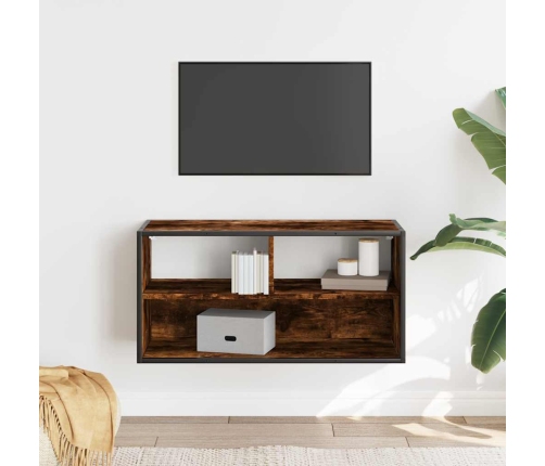 Mueble TV metal y madera contrachapada roble humo 80x31x39,5 cm