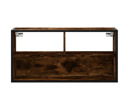 Mueble TV metal y madera contrachapada roble humo 80x31x39,5 cm