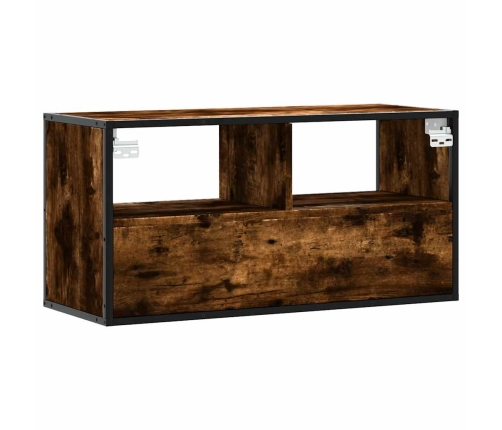 Mueble TV metal y madera contrachapada roble humo 80x31x39,5 cm