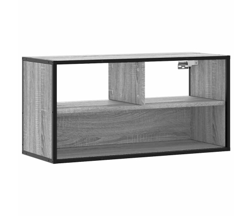 Mueble TV madera ingeniería y metal roble ahumado 80x31x39,5 cm