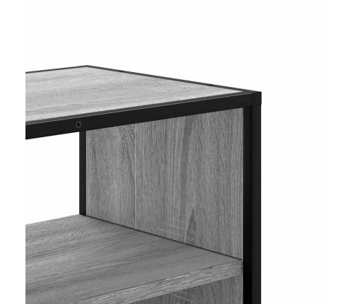 Mueble TV madera ingeniería y metal roble ahumado 80x31x39,5 cm