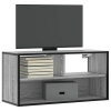 Mueble TV madera ingeniería y metal roble ahumado 80x31x39,5 cm