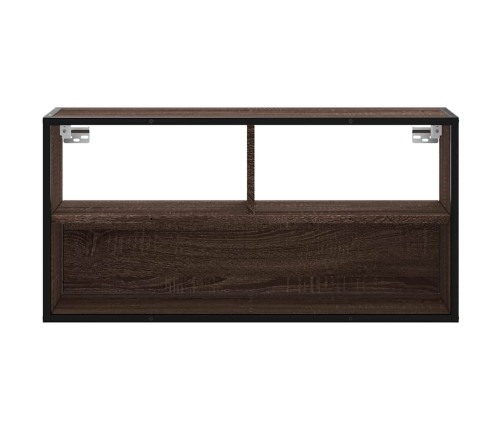 Mueble TV madera ingeniería y metal marrón roble 80x31x39,5 cm