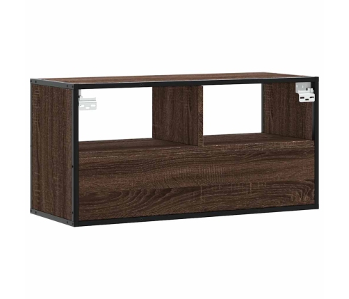 Mueble TV madera ingeniería y metal marrón roble 80x31x39,5 cm