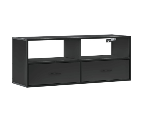 Mueble de TV madera de ingeniería y metal negro 100x31x39,5 cm