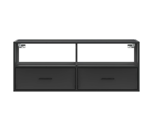 Mueble de TV madera de ingeniería y metal negro 100x31x39,5 cm