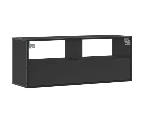 Mueble de TV madera de ingeniería y metal negro 100x31x39,5 cm