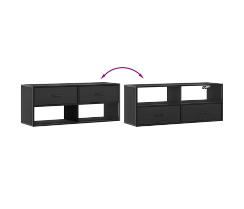 Mueble de TV madera de ingeniería y metal negro 100x31x39,5 cm