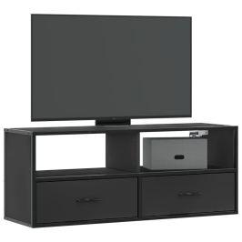 Mueble de TV madera de ingeniería y metal negro 100x31x39,5 cm