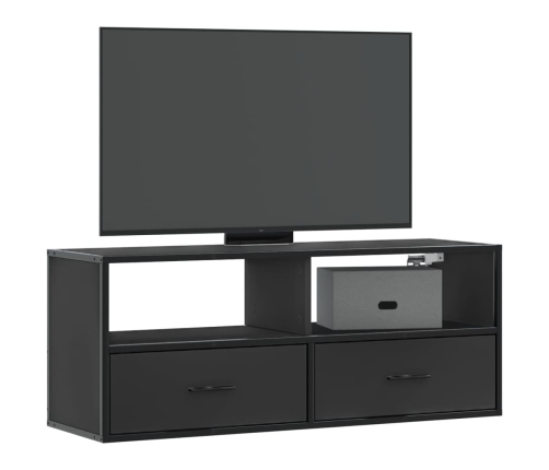 Mueble de TV madera de ingeniería y metal negro 100x31x39,5 cm