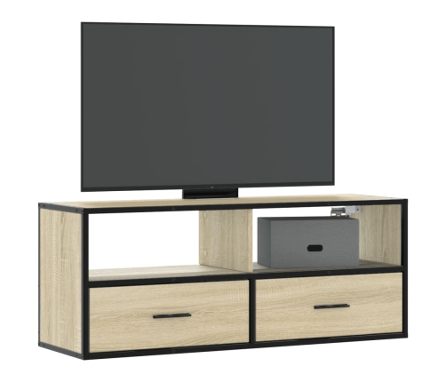 Mueble TV madera ingeniería y metal roble Sonoma 100x31x39,5 cm