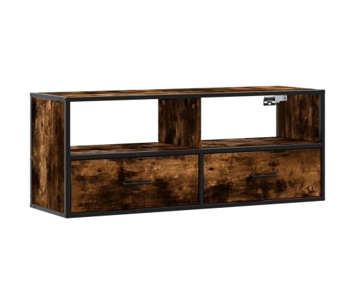 Mueble TV metal y madera contrachapada roble humo 100x31x39,5cm