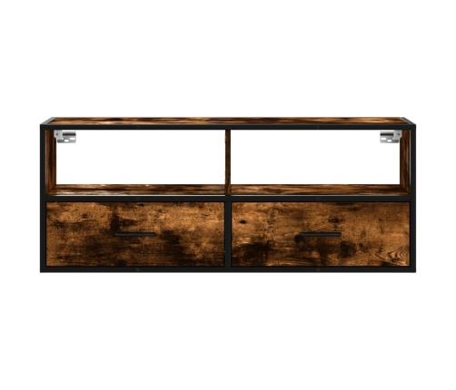 Mueble TV metal y madera contrachapada roble humo 100x31x39,5cm