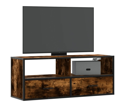 Mueble TV metal y madera contrachapada roble humo 100x31x39,5cm