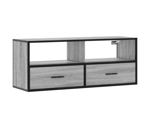 Mueble de TV madera y metal roble ahumado 100x31x39,5 cm