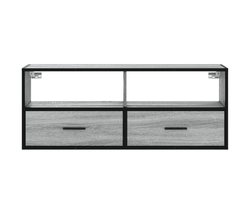 Mueble de TV madera y metal roble ahumado 100x31x39,5 cm