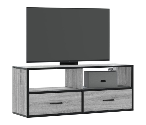 Mueble de TV madera y metal roble ahumado 100x31x39,5 cm