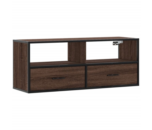 Mueble TV madera ingeniería y metal marrón roble 100x31x39,5 cm