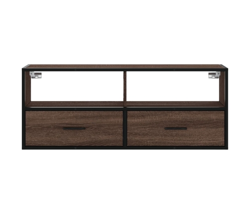 Mueble TV madera ingeniería y metal marrón roble 100x31x39,5 cm