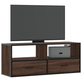 Mueble TV madera ingeniería y metal marrón roble 100x31x39,5 cm