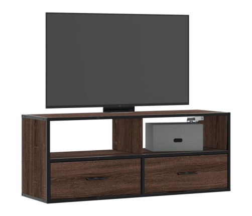 Mueble TV madera ingeniería y metal marrón roble 100x31x39,5 cm