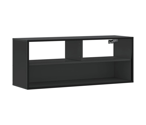 Mueble de TV madera de ingeniería y metal negro 100x31x39,5 cm