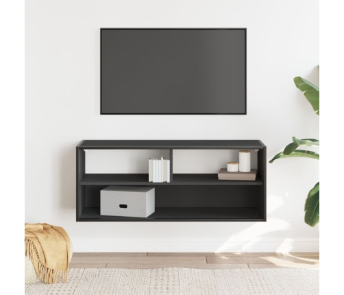 Mueble de TV madera de ingeniería y metal negro 100x31x39,5 cm