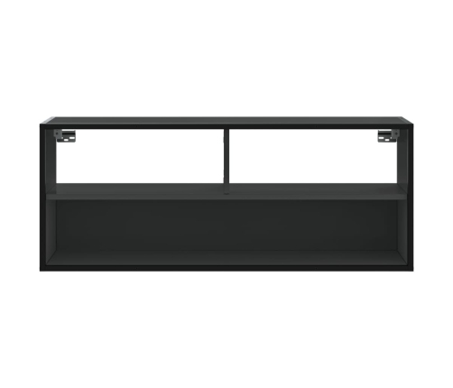 Mueble de TV madera de ingeniería y metal negro 100x31x39,5 cm