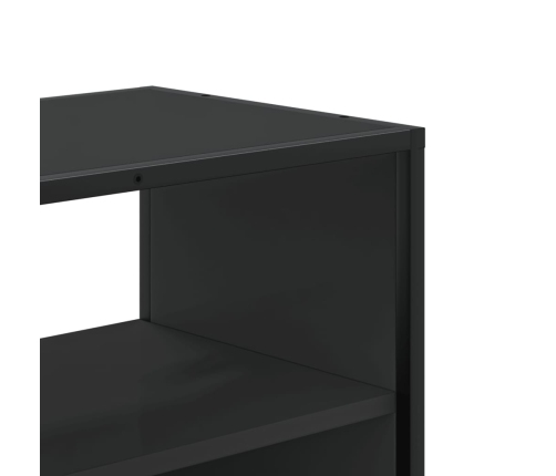 Mueble de TV madera de ingeniería y metal negro 100x31x39,5 cm