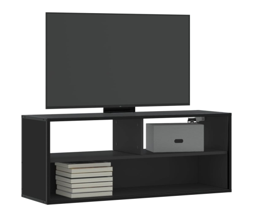 Mueble de TV madera de ingeniería y metal negro 100x31x39,5 cm