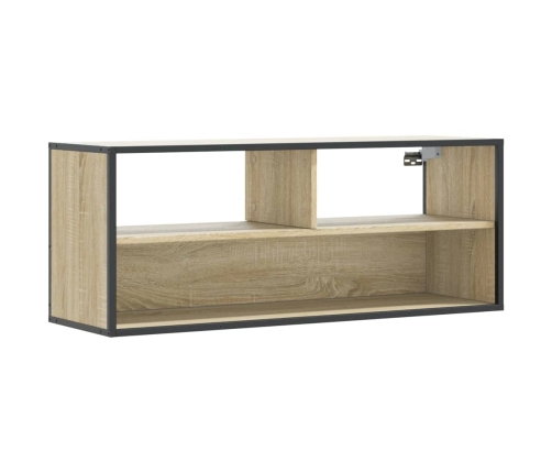 Mueble TV madera ingeniería y metal roble Sonoma 100x31x39,5 cm