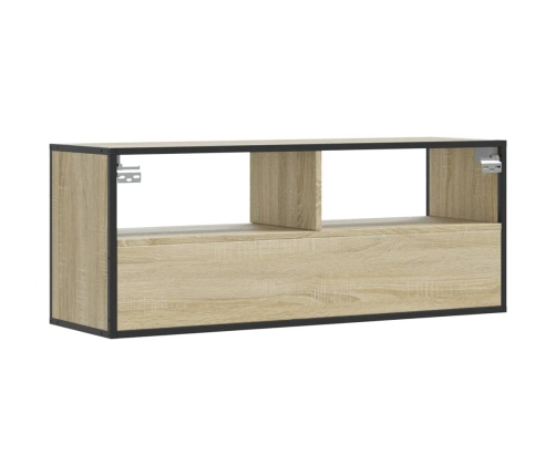 Mueble TV madera ingeniería y metal roble Sonoma 100x31x39,5 cm